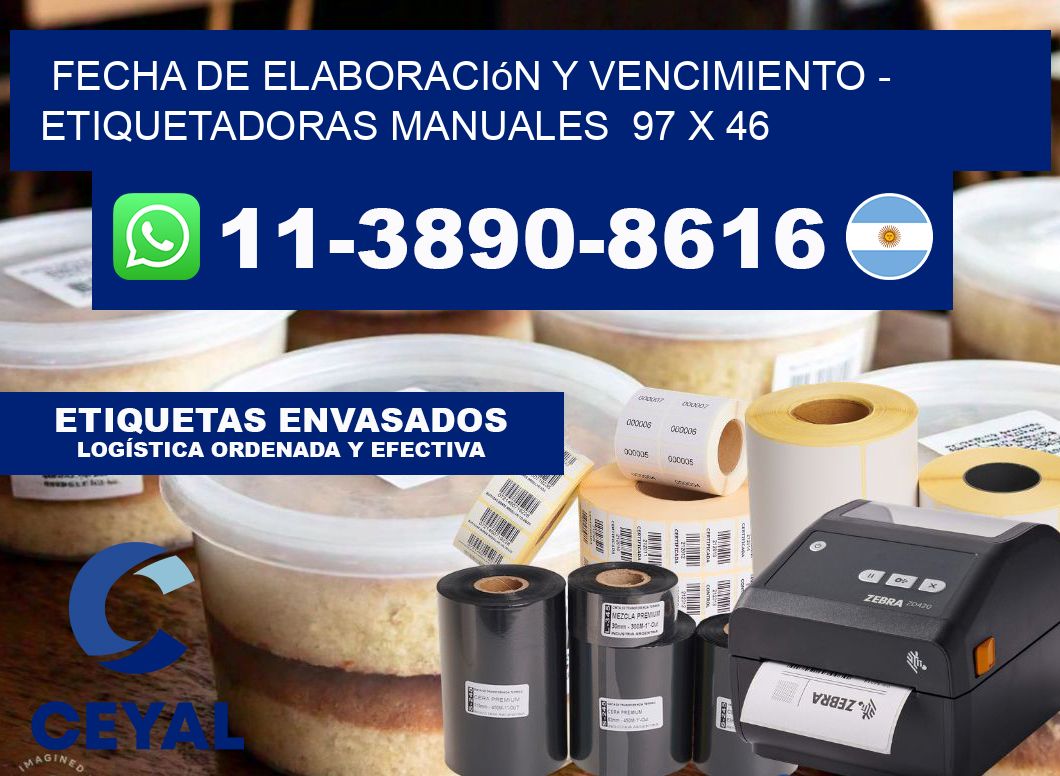 fecha de elaboración y vencimiento - Etiquetadoras Manuales 97 x 46