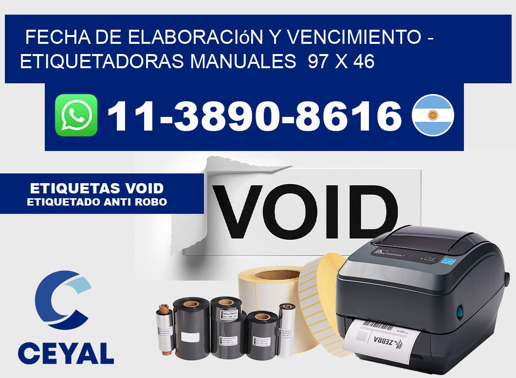 fecha de elaboración y vencimiento - Etiquetadoras Manuales 97 x 46