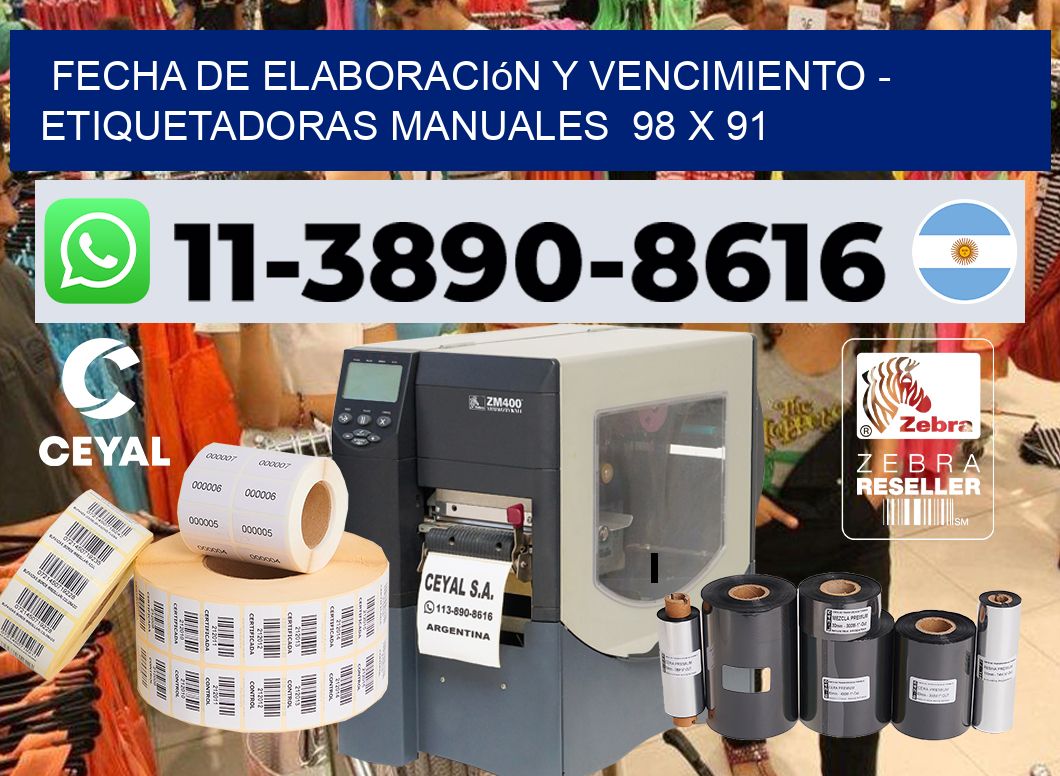 fecha de elaboración y vencimiento - Etiquetadoras Manuales  98 x 91