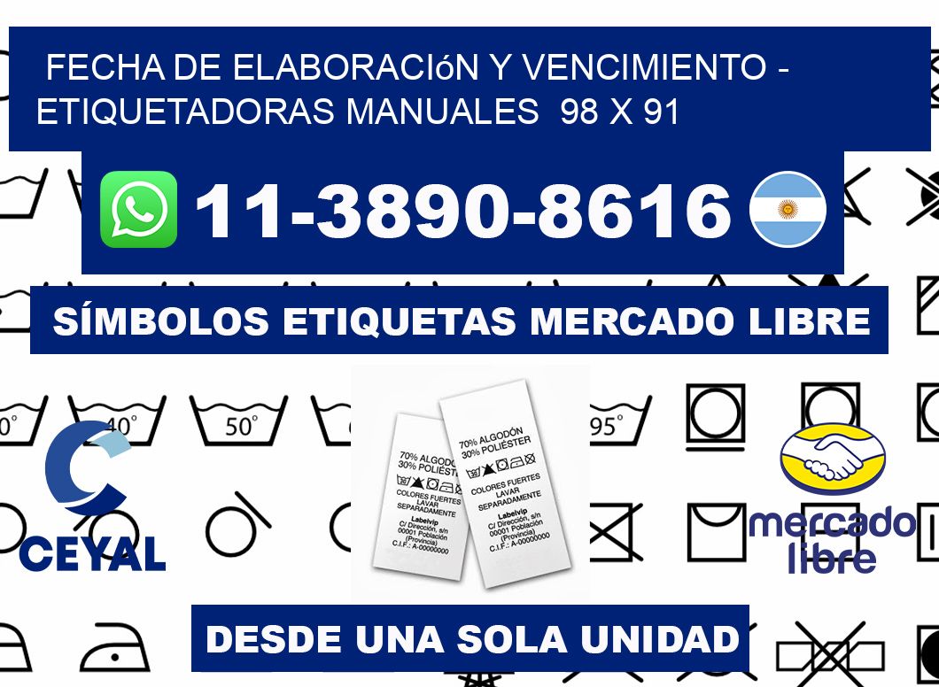 fecha de elaboración y vencimiento - Etiquetadoras Manuales  98 x 91
