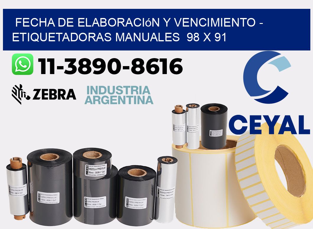 fecha de elaboración y vencimiento - Etiquetadoras Manuales  98 x 91