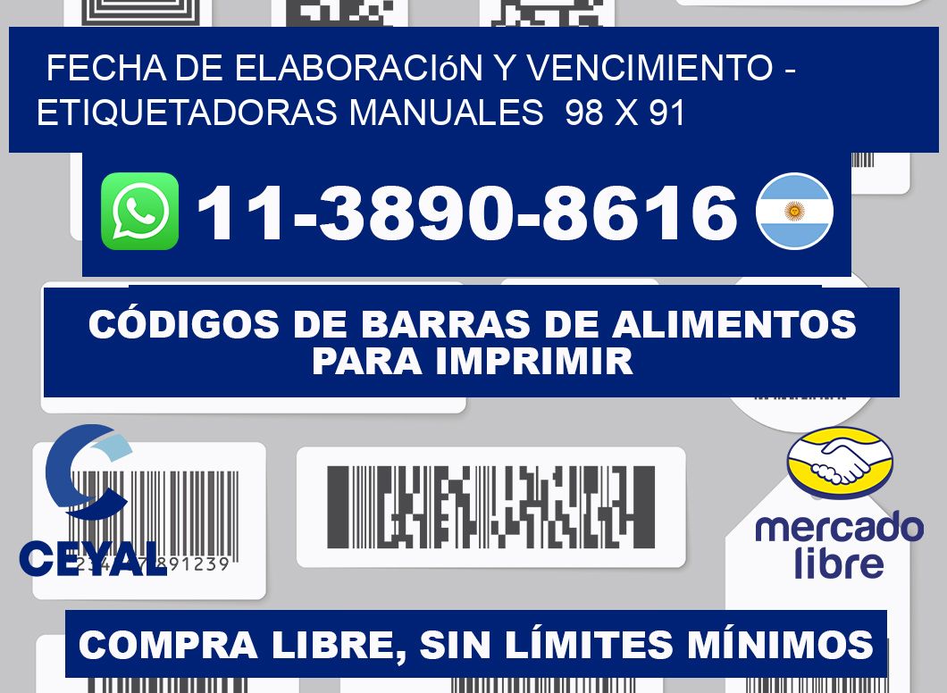 fecha de elaboración y vencimiento - Etiquetadoras Manuales  98 x 91