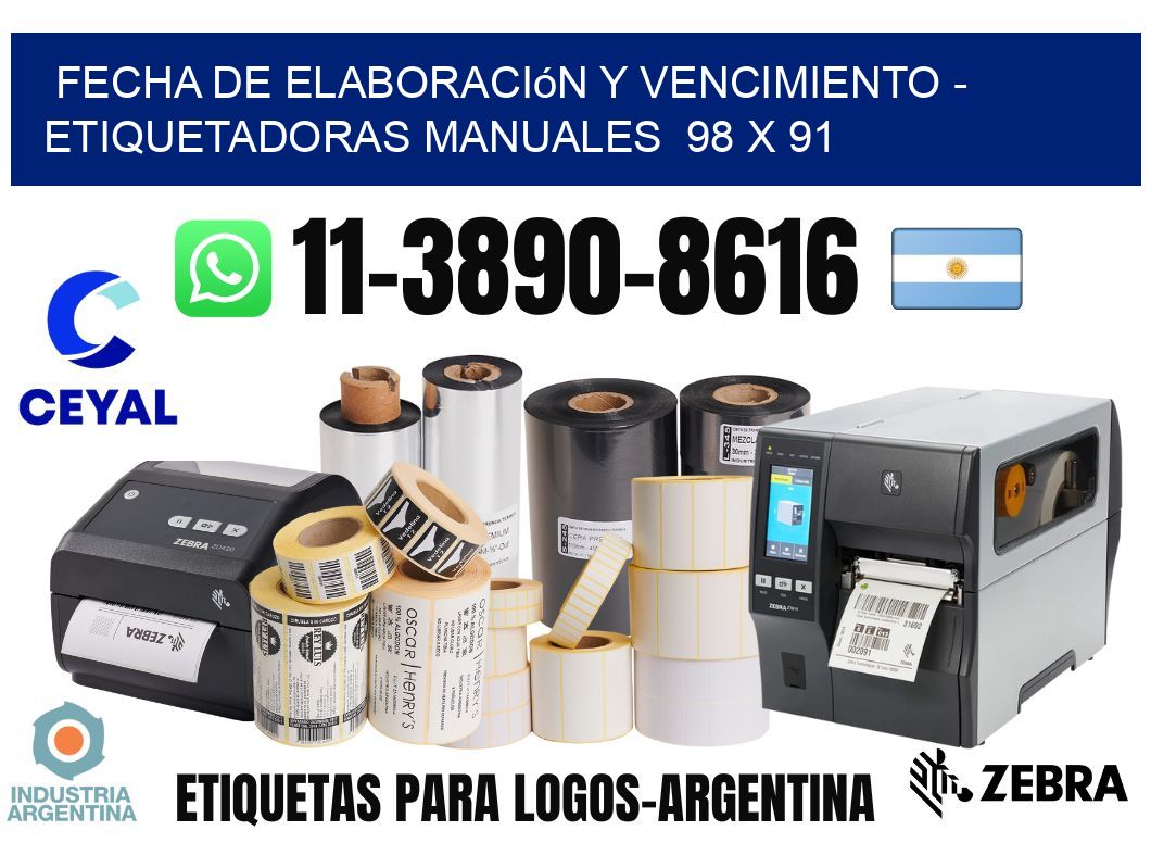 fecha de elaboración y vencimiento – Etiquetadoras Manuales  98 x 91