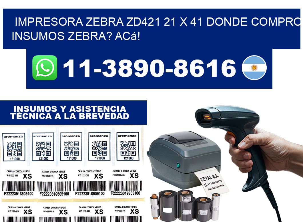 impresora zebra zd421 21 x 41 Donde compro insumos zebra? Acá!