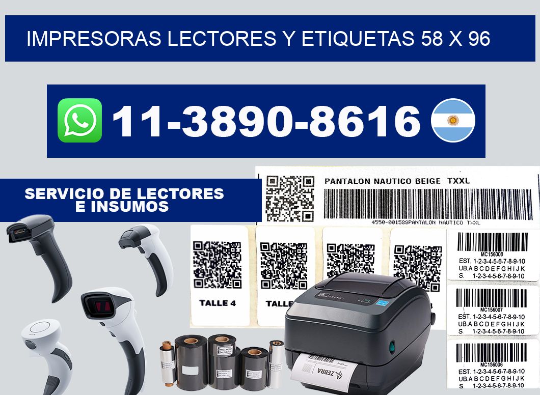 impresoras lectores y etiquetas 58 x 96