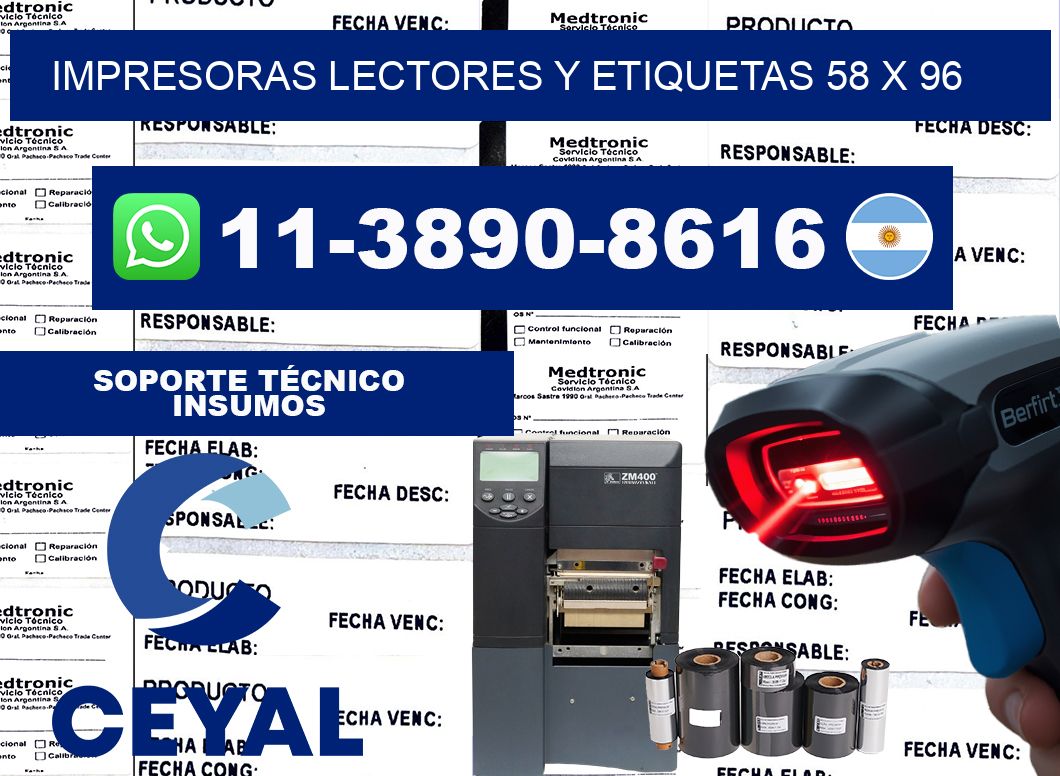impresoras lectores y etiquetas 58 x 96