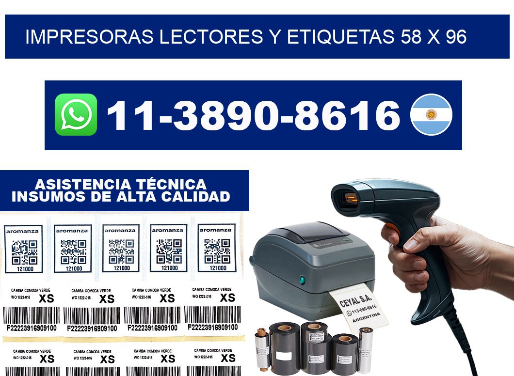 impresoras lectores y etiquetas 58 x 96