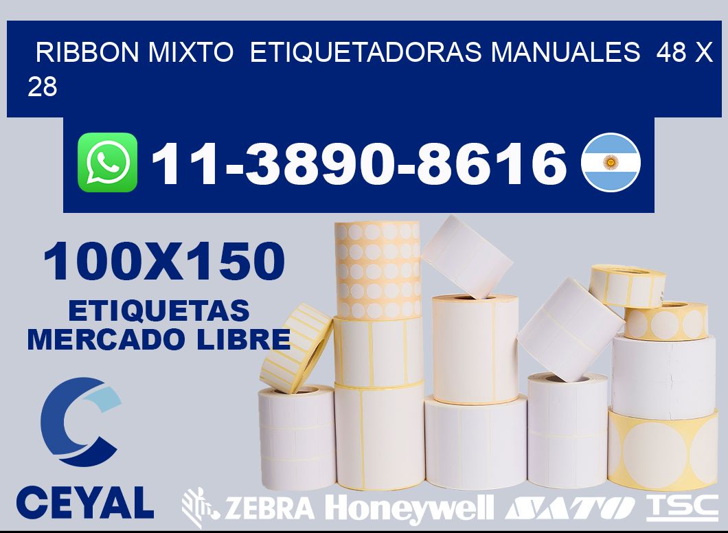 ribbon mixto  Etiquetadoras Manuales  48 x 28