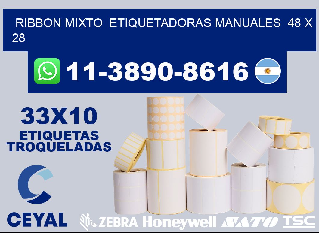 ribbon mixto  Etiquetadoras Manuales  48 x 28