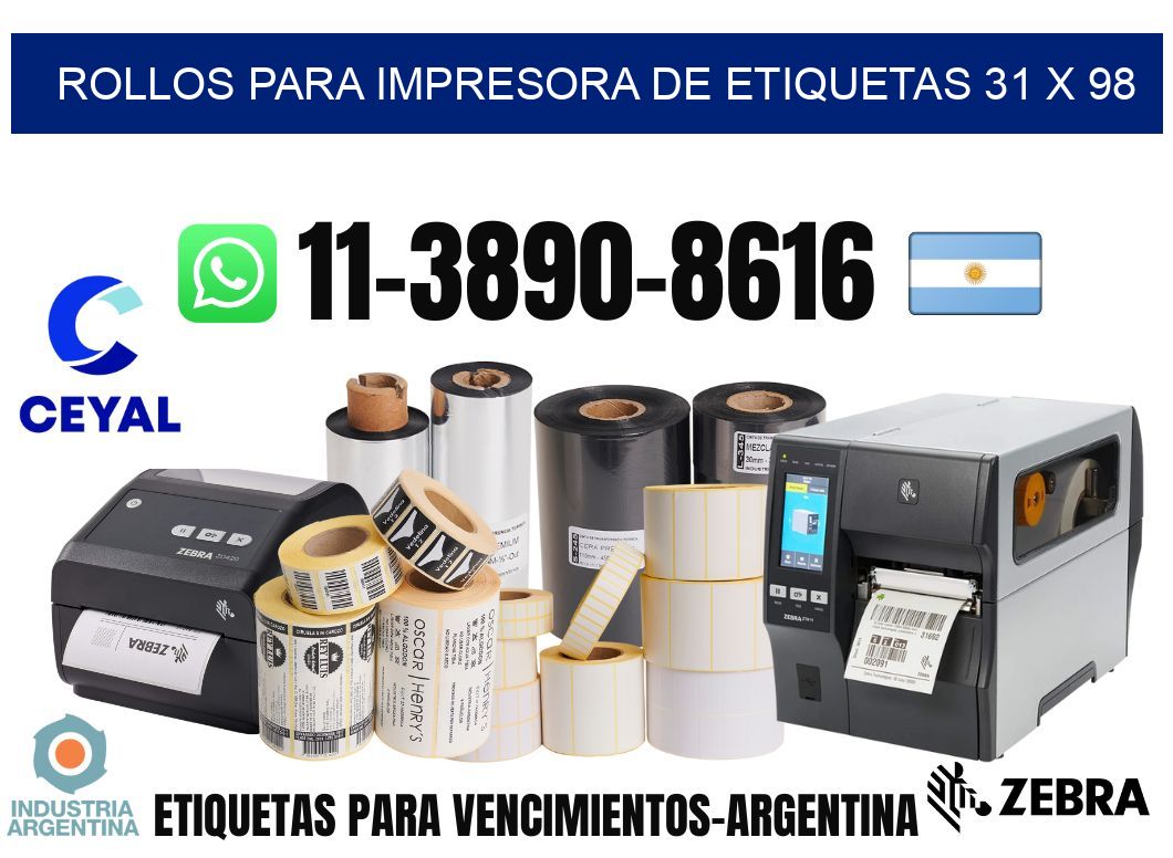 rollos para impresora de etiquetas 31 x 98