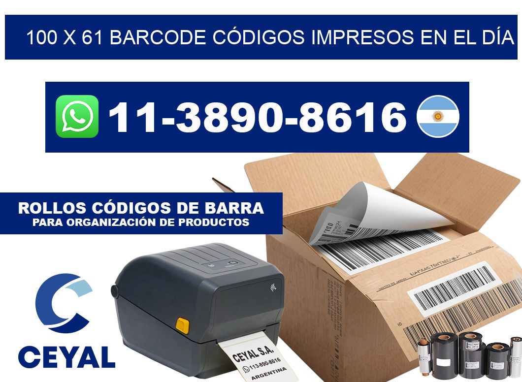 100 x 61 BARCODE CÓDIGOS IMPRESOS EN EL DÍA