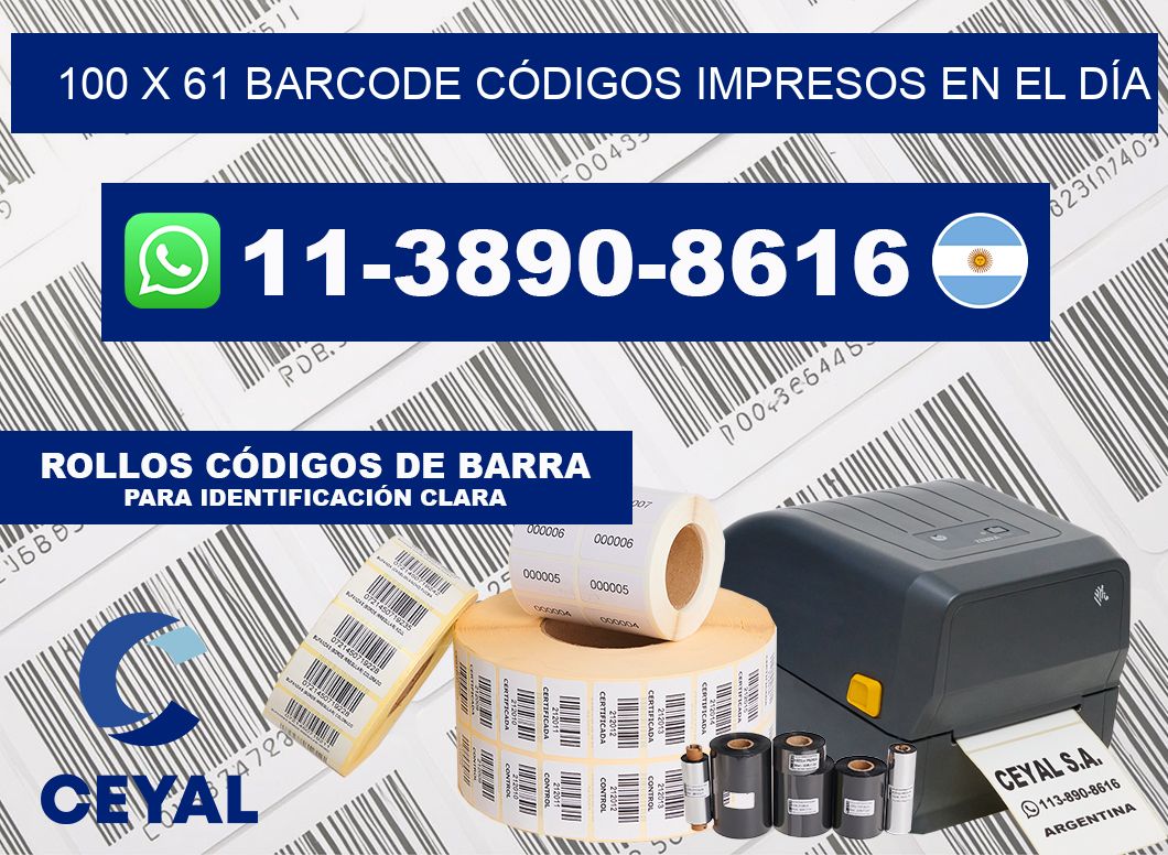 100 x 61 BARCODE CÓDIGOS IMPRESOS EN EL DÍA