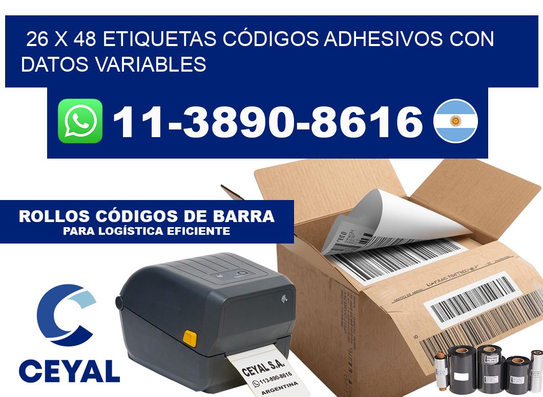 26 x 48 ETIQUETAS CÓDIGOS ADHESIVOS CON DATOS VARIABLES
