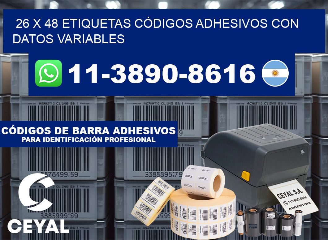 26 x 48 ETIQUETAS CÓDIGOS ADHESIVOS CON DATOS VARIABLES