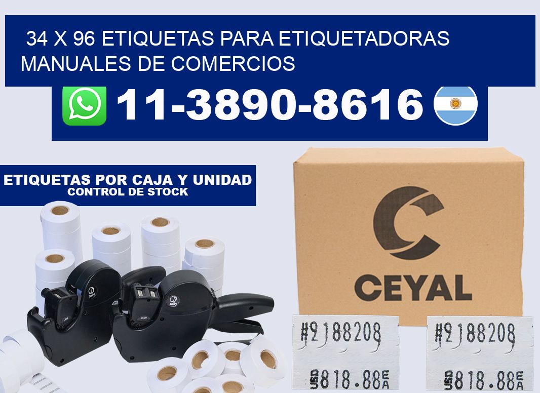 34 x 96 etiquetas para etiquetadoras manuales de comercios