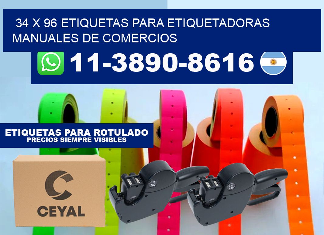 34 x 96 etiquetas para etiquetadoras manuales de comercios