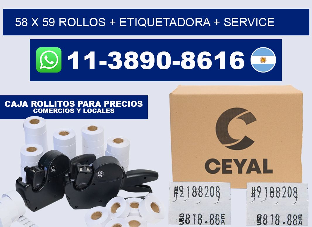 58 x 59 rollos + etiquetadora + service