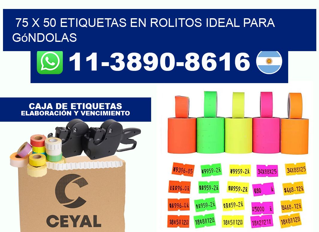 75 x 50 etiquetas en rolitos ideal para góndolas