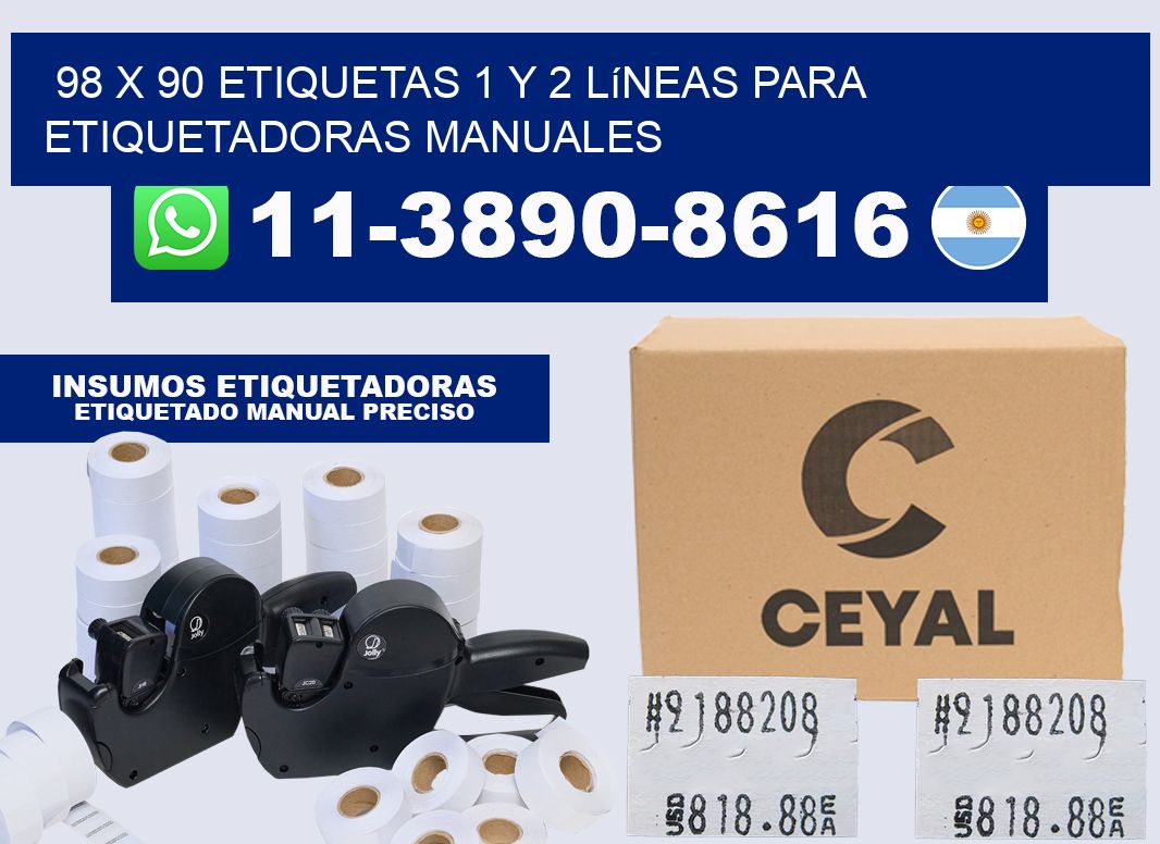 98 x 90 Etiquetas 1 y 2 líneas para etiquetadoras manuales