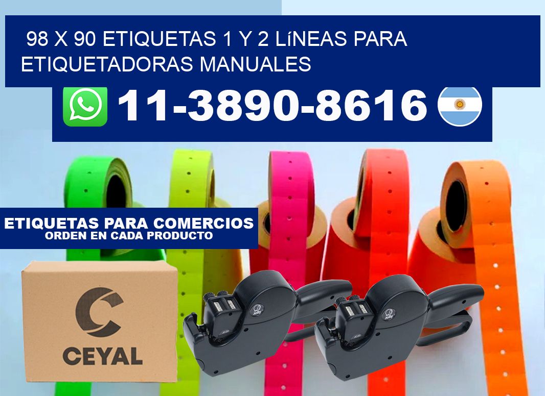 98 x 90 Etiquetas 1 y 2 líneas para etiquetadoras manuales