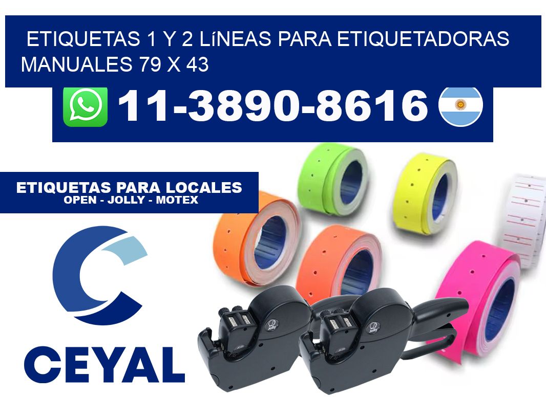 Etiquetas 1 y 2 líneas para etiquetadoras manuales 79 x 43
