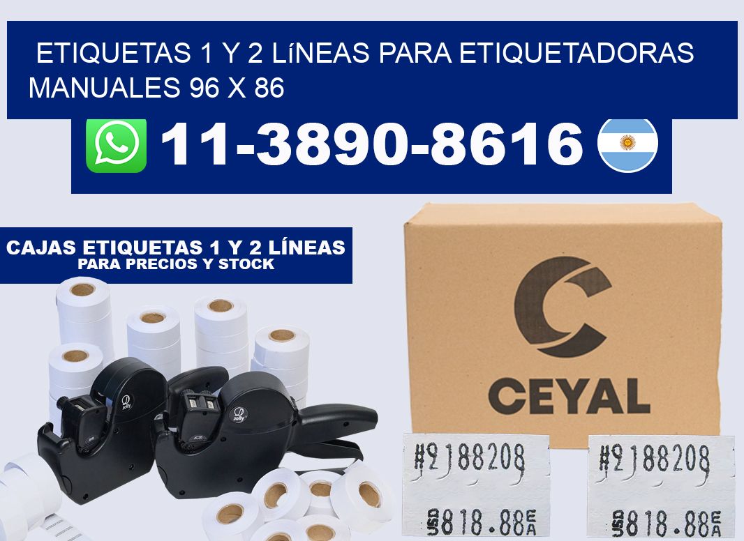 Etiquetas 1 y 2 líneas para etiquetadoras manuales 96 x 86