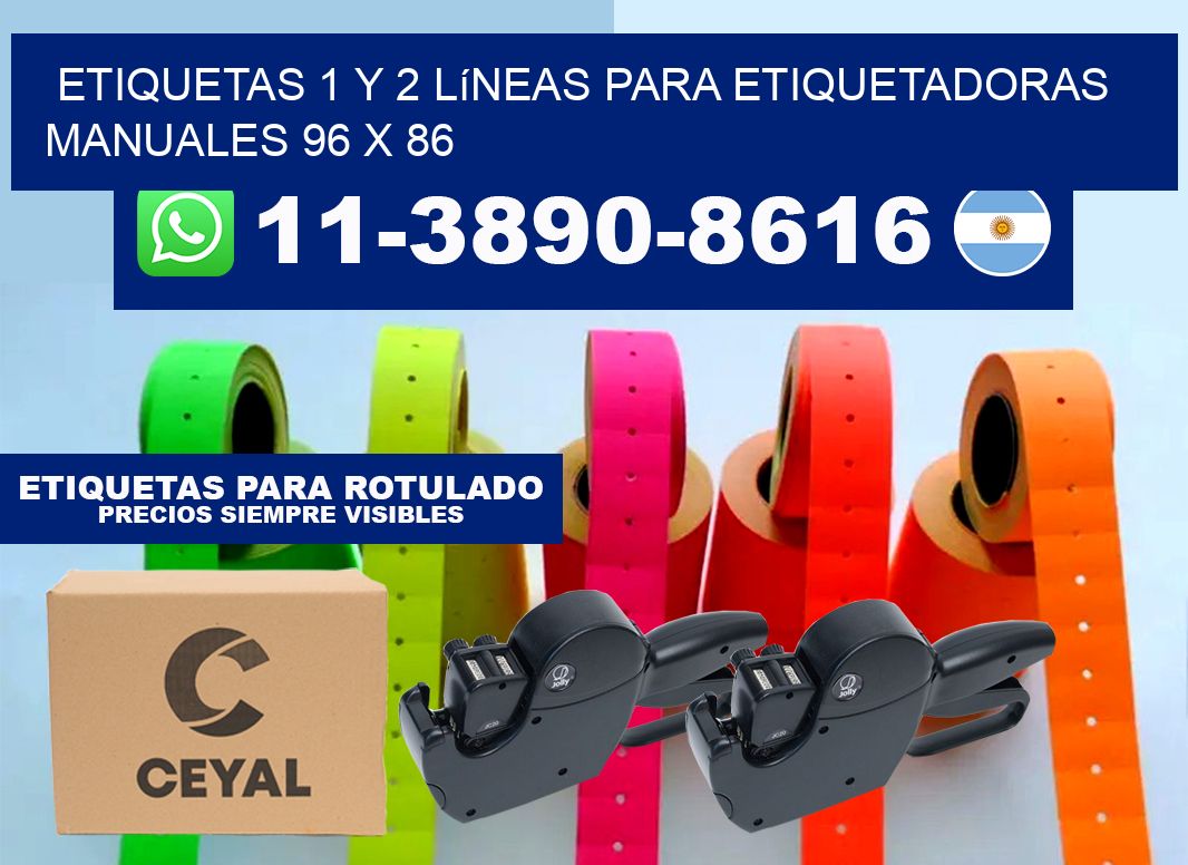 Etiquetas 1 y 2 líneas para etiquetadoras manuales 96 x 86