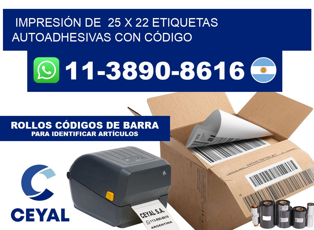 IMPRESIÓN DE  25 x 22 ETIQUETAS AUTOADHESIVAS CON CÓDIGO
