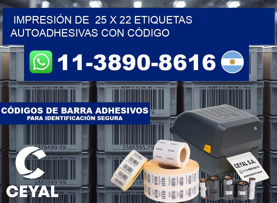 IMPRESIÓN DE  25 x 22 ETIQUETAS AUTOADHESIVAS CON CÓDIGO