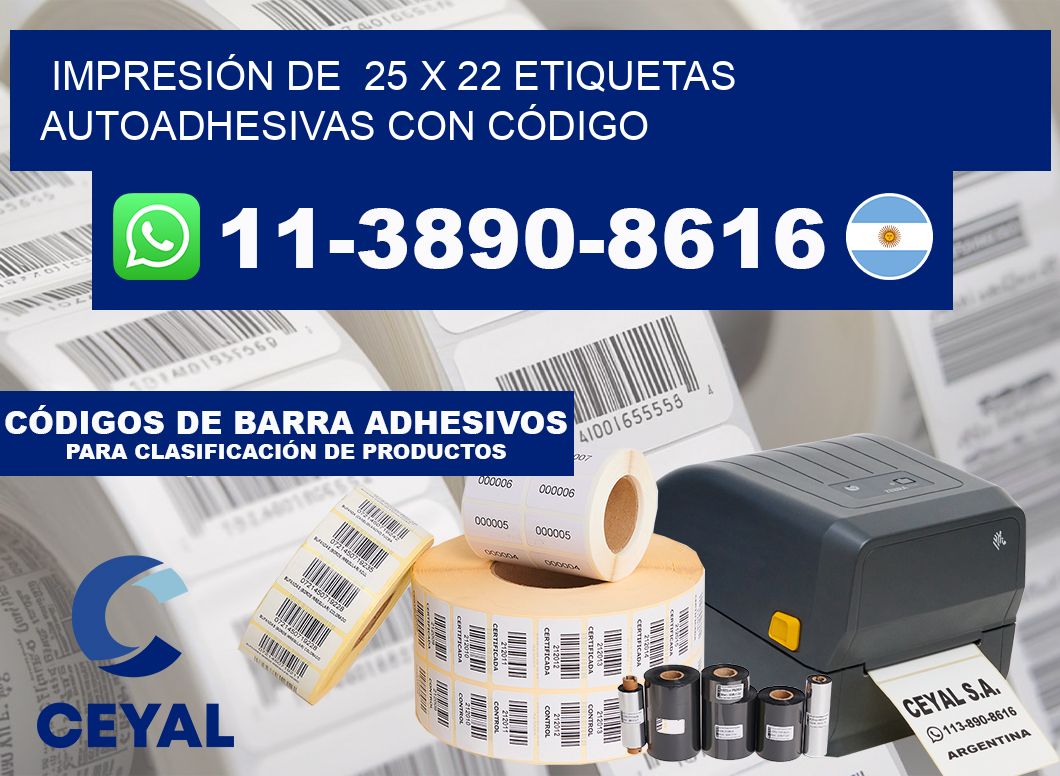IMPRESIÓN DE  25 x 22 ETIQUETAS AUTOADHESIVAS CON CÓDIGO
