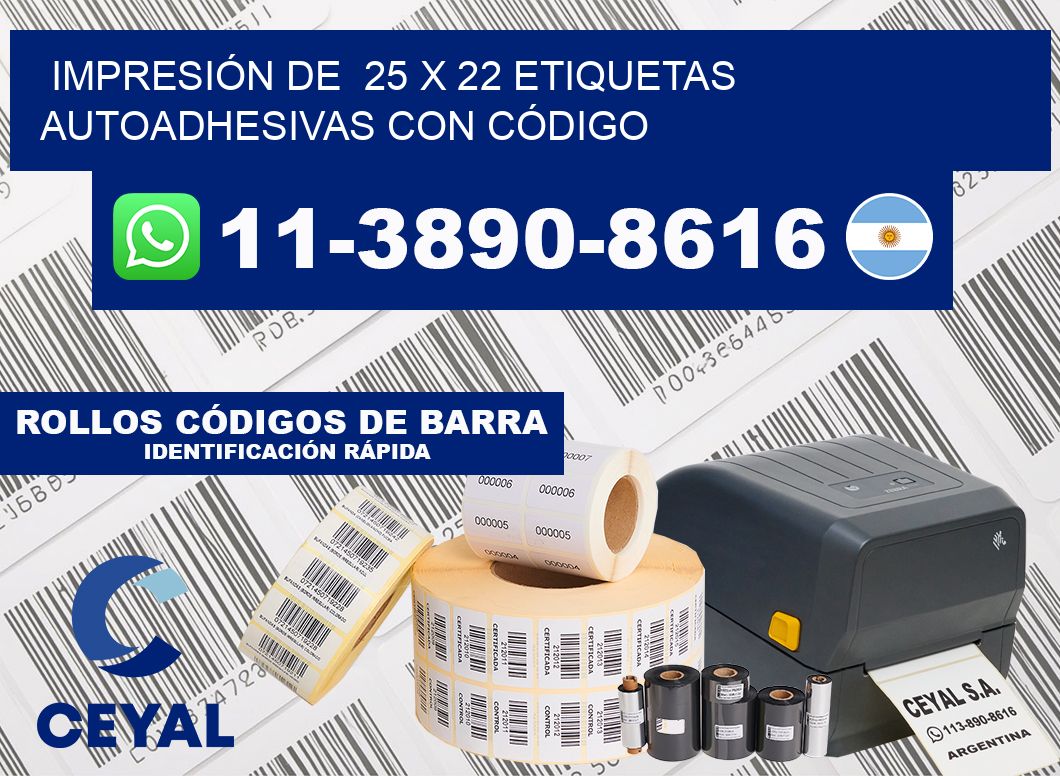 IMPRESIÓN DE  25 x 22 ETIQUETAS AUTOADHESIVAS CON CÓDIGO