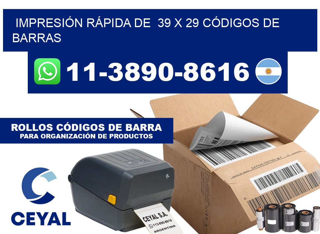IMPRESIÓN RÁPIDA DE  39 x 29 CÓDIGOS DE BARRAS