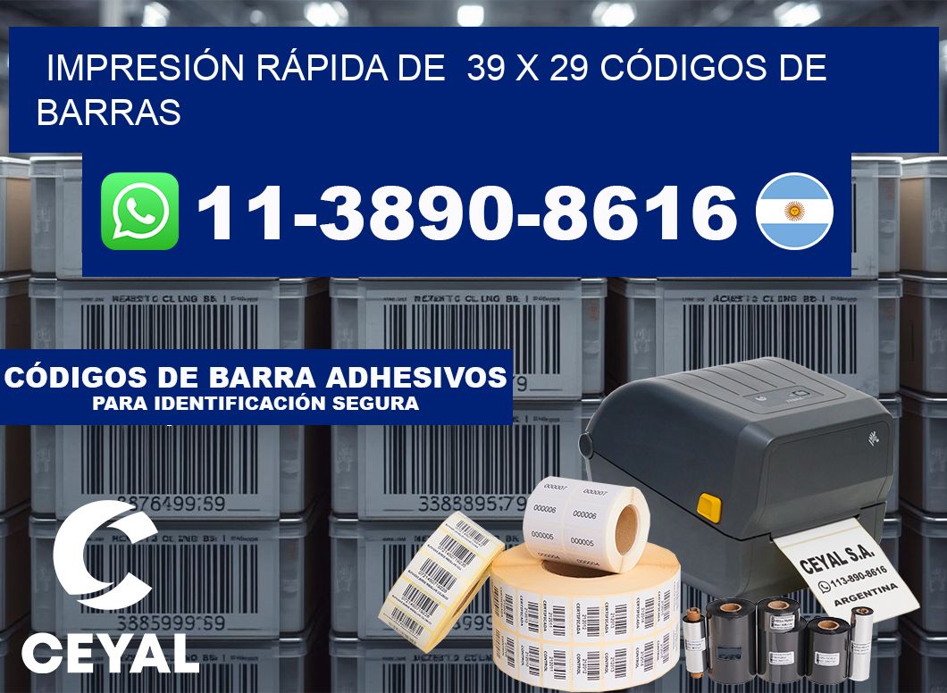 IMPRESIÓN RÁPIDA DE  39 x 29 CÓDIGOS DE BARRAS