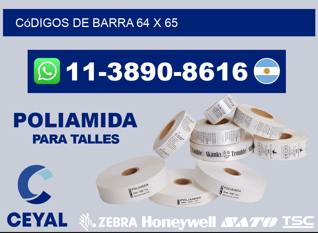 códigos de barra 64 x 65