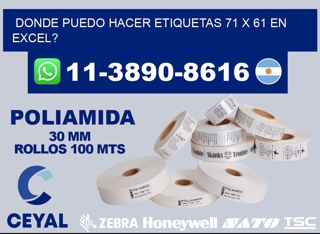 donde puedo hacer etiquetas 71 x 61 en excel?