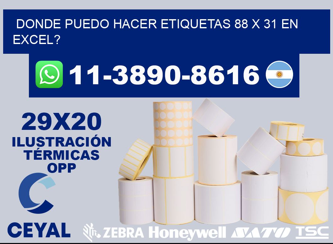 donde puedo hacer etiquetas 88 x 31 en excel?