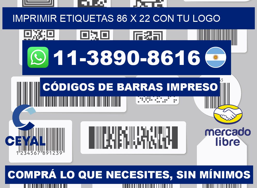 imprimir etiquetas 86 x 22 con tu logo