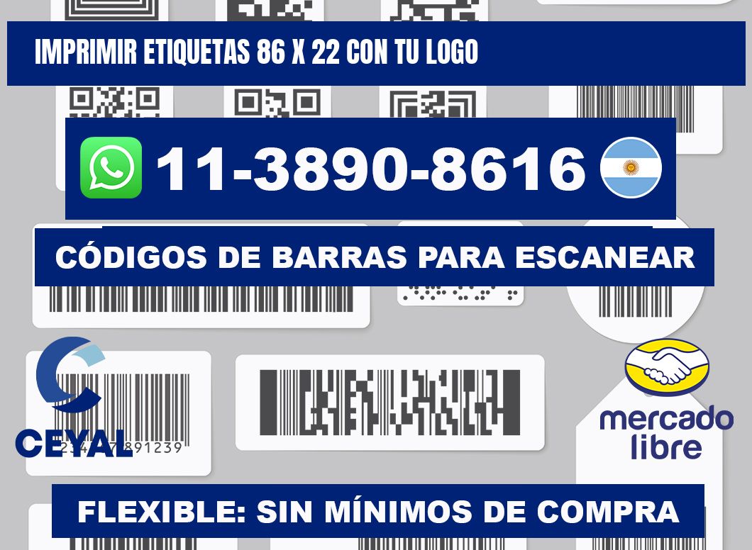 imprimir etiquetas 86 x 22 con tu logo