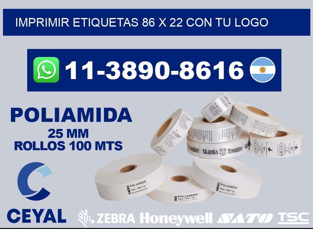 imprimir etiquetas 86 x 22 con tu logo