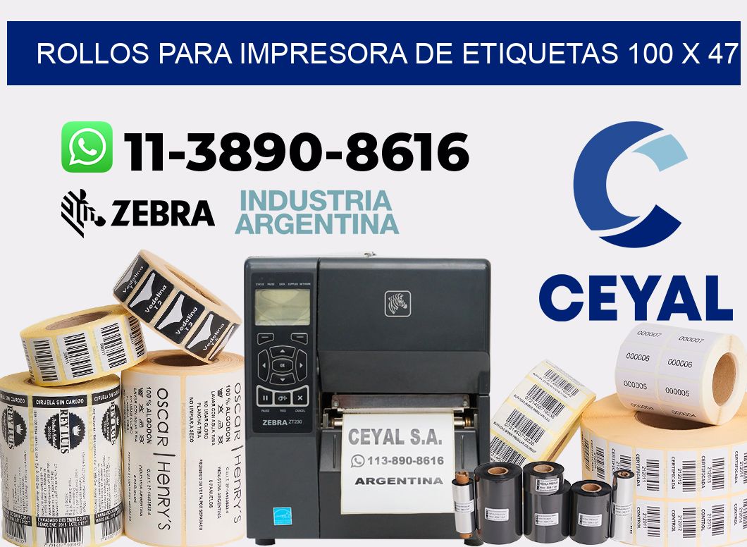 rollos para impresora de etiquetas 100 x 47
