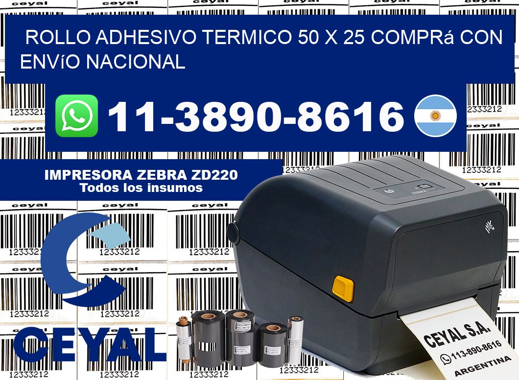 ROLLO ADHESIVO TERMICO 50 X 25 Comprá con envío nacional