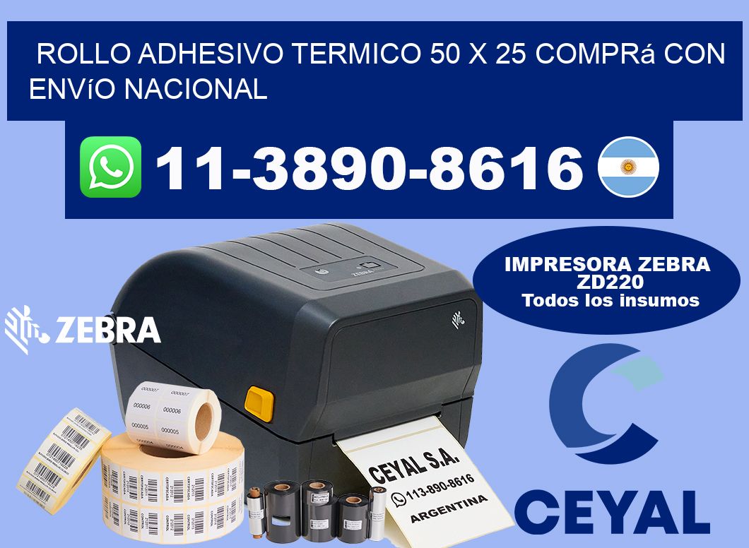 ROLLO ADHESIVO TERMICO 50 X 25 Comprá con envío nacional
