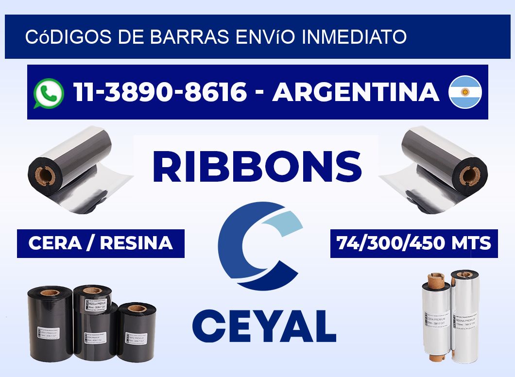 códigos de barras Envío inmediato