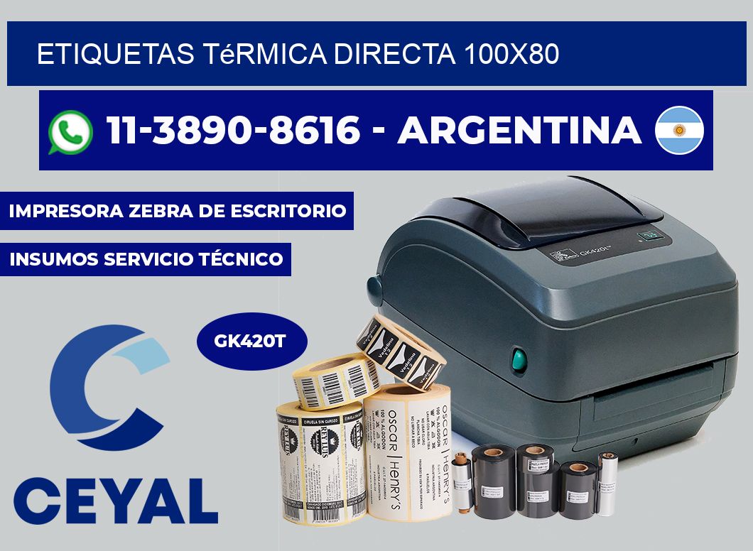 etiquetas térmica directa 100X80