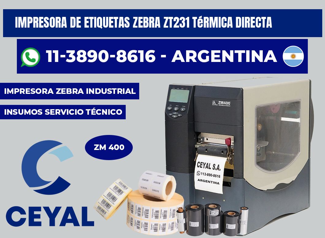 impresora de etiquetas zebra ZT231 térmica directa