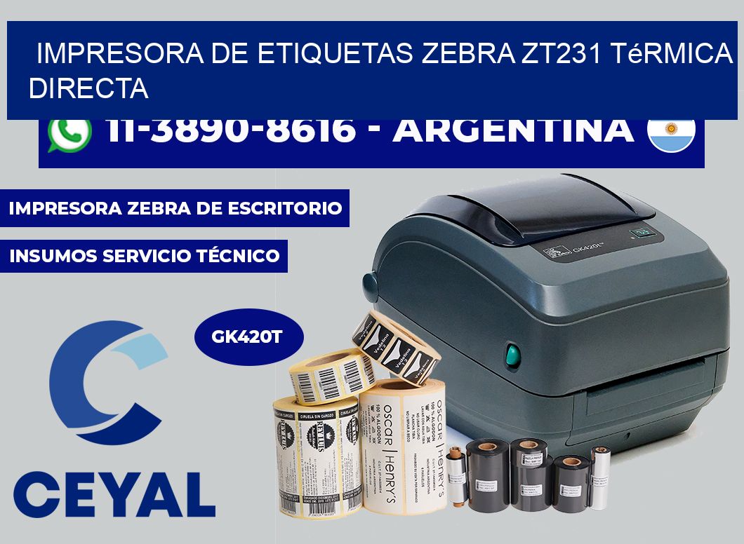 impresora de etiquetas zebra ZT231 térmica directa