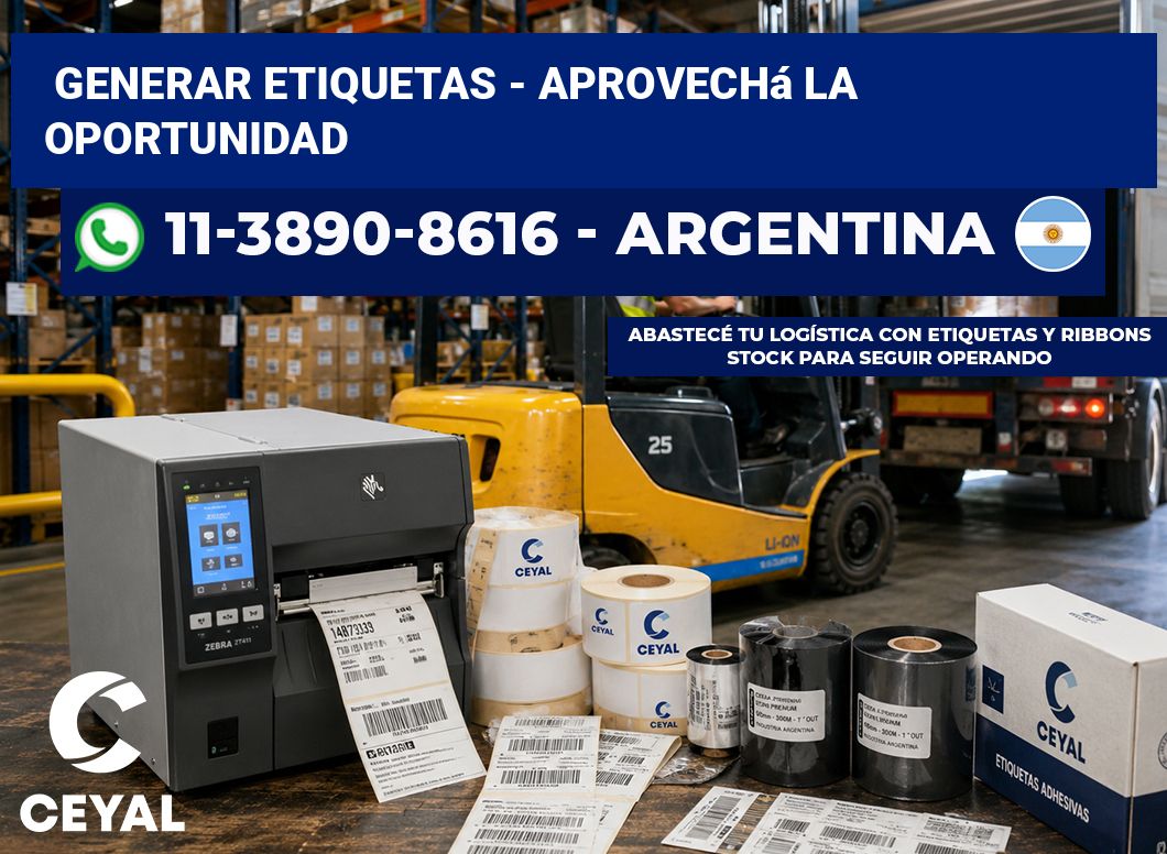GENERAR ETIQUETAS - Aprovechá la oportunidad