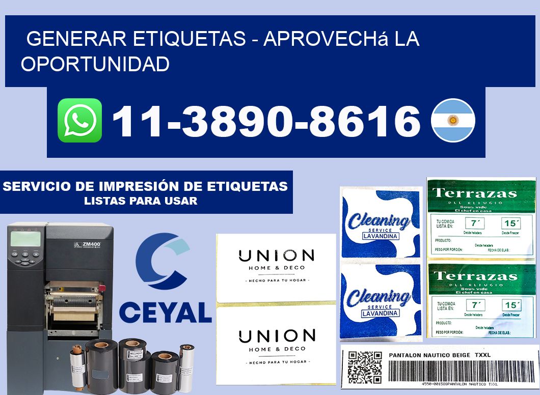 GENERAR ETIQUETAS - Aprovechá la oportunidad