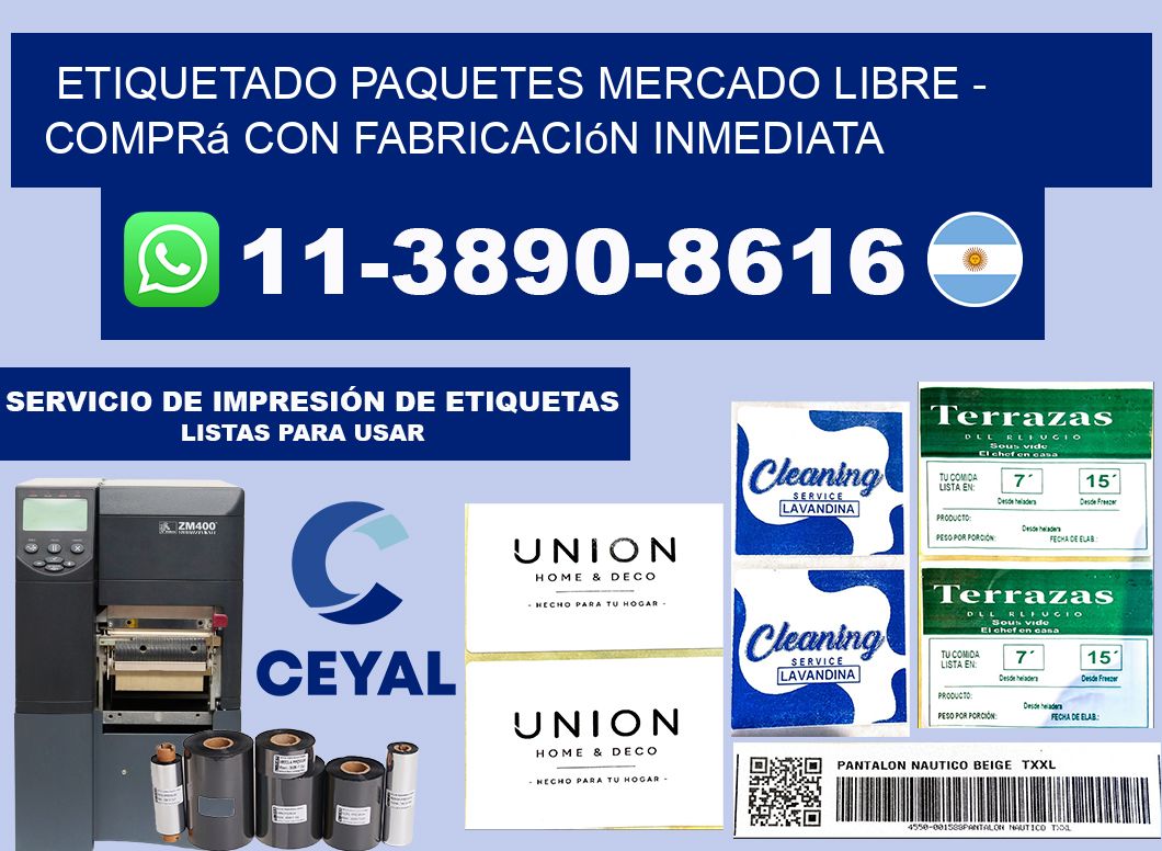 etiquetado paquetes mercado libre - Comprá con fabricación inmediata