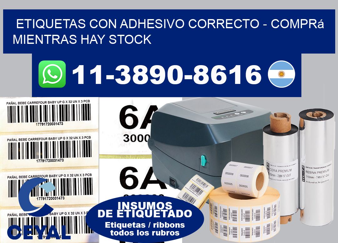 ETIQUETAS CON ADHESIVO CORRECTO - Comprá mientras hay stock
